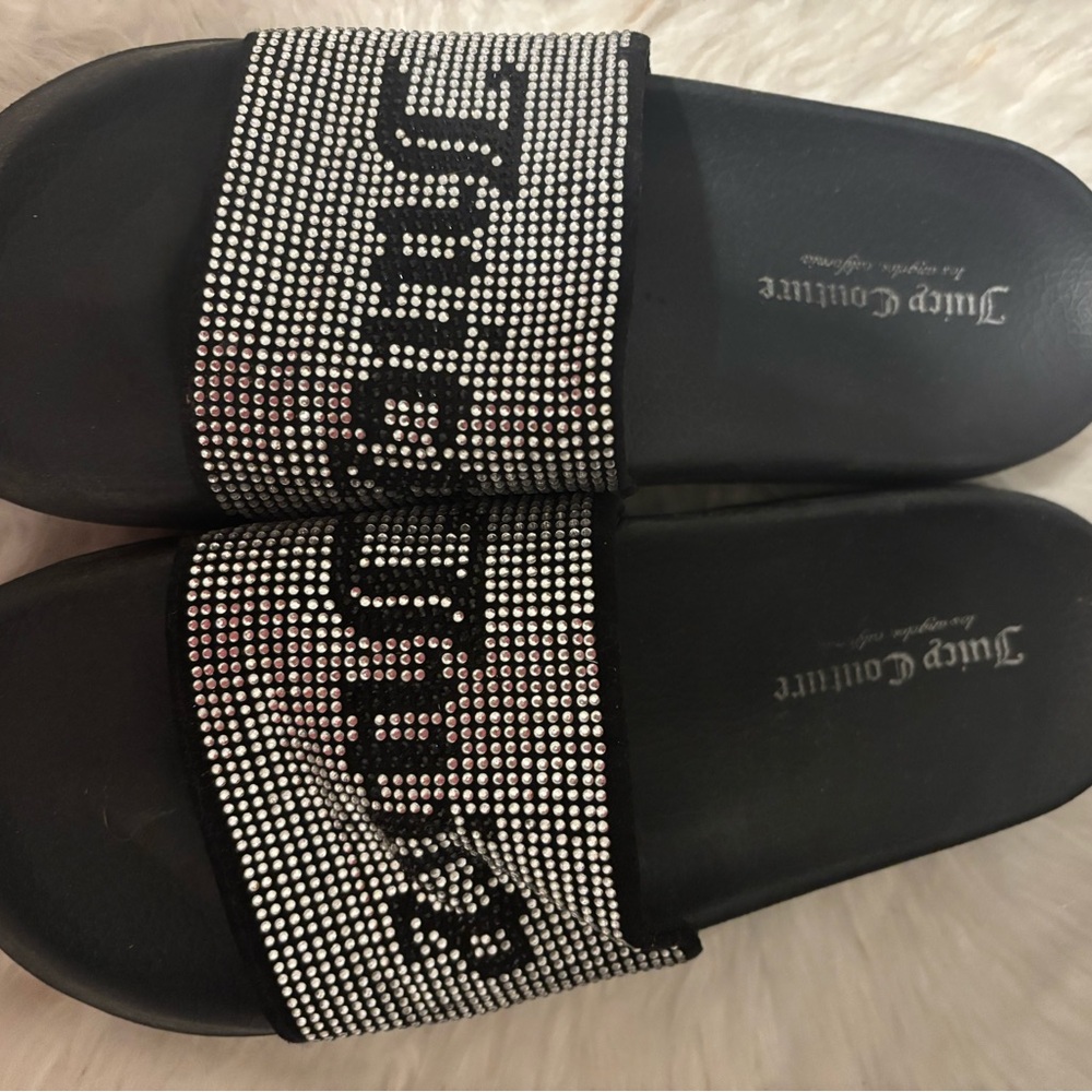 Juicy Couture Black Sparkle Slides